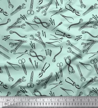 Soimoi Green Japan Креп Атласная ткань Инструменты Аппаратный принт Швейная ткань метр 42 дюйма 42 Inch Wide - Poly Crepe зелёный