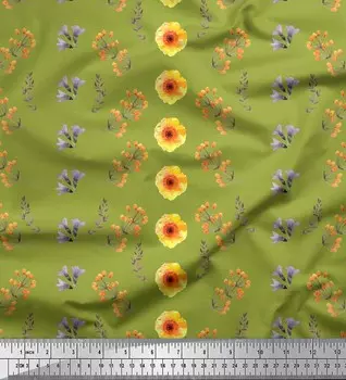 Soimoi Green Japan креп-атласная ткань лавровый лист и ткань с цветочным принтом на метр 42 дюйма 42 Inch Wide - Japan Crepe Satin зелёный