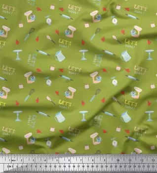 Soimoi Green Japan Креп Атласная Ткань Позволяет Выпекать Кухонную Печатную Ремесленную Ткань На Метр 42 Дюйма 42 Inch Wide - Poly Crepe зелёный