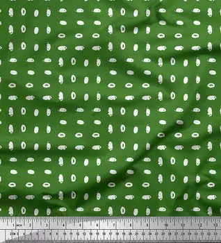 Soimoi Green Japan Креп-сатин Ткань Мазок кисти с абстрактным принтом Ткань на метр 42 дюйма 42 Inch Wide - Cotton Voile зелёный