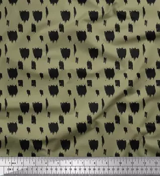 Soimoi Green Japan Креп-сатин Ткань Мазок кисти с абстрактным принтом Ткань на метр 42 дюйма 42 Inch Wide - Cotton Voile зелёный