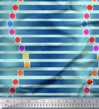 Soimoi Green Japan Креп-сатин Ткань с цветочным принтом в горошек и полоску 1 метр 42 дюйма 42 Inch Wide - Poly Crepe зелёный