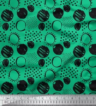 Soimoi Green Japan креп-сатиновая ткань в горошек и круг с геометрическим принтом, швейная ткань, метр 42 дюйма 42 Inch Wide - Cotton Voile зелёный