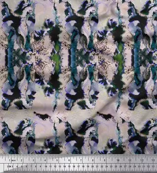 Soimoi Green Poly Crepe Fabric Абстрактная ткань с принтом тай-дай 1 ярд 42 дюйма 42 Inch Wide - Poly Crepe зелёный