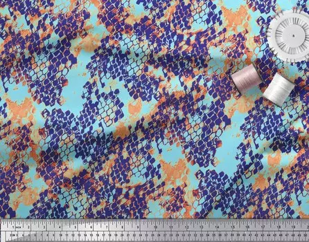 Soimoi Green Poly Crepe Fabric Ткань с рисунком змеиной кожи животного 1 метр 42 дюйма 42 Inch Wide - Poly Crepe зелёный