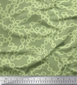 Soimoi Green Poly креповая ткань с геометрическими принтами на ткани в ярдах 42 дюйма 42 Inch Wide - Poly Crepe зелёный