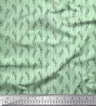 Soimoi Green Poly креповая ткань с печатью и листьями ткань с принтом 1 метр 42 дюйма 42 Inch Wide - Poly Crepe зелёный