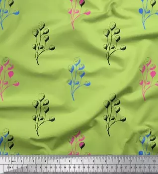 Soimoi Green Poly креповая ткань с ягодами и фруктами, ткань на метр, 42 дюйма 42 Inch Wide - Poly Crepe зелёный