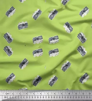 Soimoi Green Poly креповая ткань, удобная камера, дорожная швейная ткань с принтом, метр 42 дюйма 42 Inch Wide - Poly Crepe зелёный