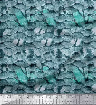 Soimoi Зеленая полиэфирная креповая ткань с принтом из кожи рыб и животных, ткань для рукоделия по метрам, 42 дюйма 42 Inch Wide - Poly Crepe зелёный