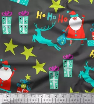 Soimoi Grey Japan Crepe Satin Ткань Санта-Клауса и подарки Детская ткань с принтами на метр 42 дюйма 42 Inch Wide - Japan Crepe Satin серый