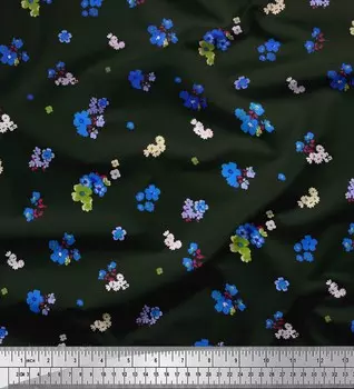 Soimoi хлопок батист ткань цветок художественный принт швейная ткань метр 42 дюйма 42 Inch Wide - Cotton Cambric синий