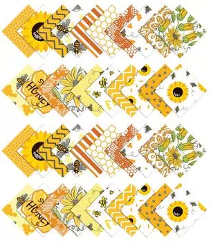 Soimoi Honey Bee Print Precut 5-дюймовая хлопчатобумажная ткань, стеганые квадраты, шарм в упаковке, сделай сам, лоскутное шитье, ремесло, белое и белое 5x5 inches белый