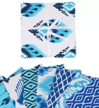 Soimoi Ikat с принтом, предварительно вырезанная 5-дюймовая хлопчатобумажная ткань, стеганая квадратная ткань, очаровательный набор, сделай сам, лоскутное шитье, ремесло, средний размер 5x5 inches синий