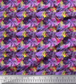 Soimoi Japan Crepe Satin Fabric Animal Skin Abstract Printed Fabric 1 метр 42 дюйма 42 Inch Wide - Poly Crepe оранжевый