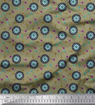 Soimoi Japan Crepe Satin Fabric Dart Board Sports Print Ткань на метр 42 дюйма 42 Inch Wide - Poly Crepe розовый