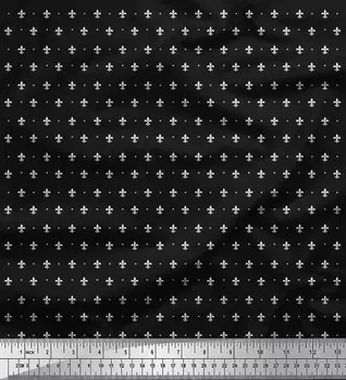 Soimoi Japan Crepe Satin Fabric Dot & Fleur De Lis Дамасская рубашка с набивным рисунком 1 метр 42 дюйма 42 Inch Wide - Poly Crepe розовый