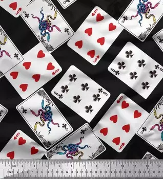 Soimoi Japan Crepe Satin Fabric Indoor Game Poker Card Sports Print Ткань на метр 42 дюйма 42 Inch Wide - Poly Crepe оранжевый