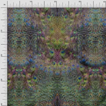 Soimoi Japan Crepe Satin Fabric Ткань с павлиньим принтом 1 метр 42 дюйма 42 Inch Wide - Poly Crepe синий