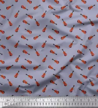 Soimoi Japan Crepe Satin Ткань для гитары Музыкальный инструмент Печатная ткань на метр 42 дюйма 42 Inch Wide - Poly Crepe зелёный