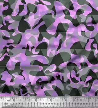 Soimoi Japan Crepe Satin Ткань Двухцветная ткань с камуфляжным принтом Метр 42 дюйма 42 Inch Wide - Poly Crepe фиолетовый