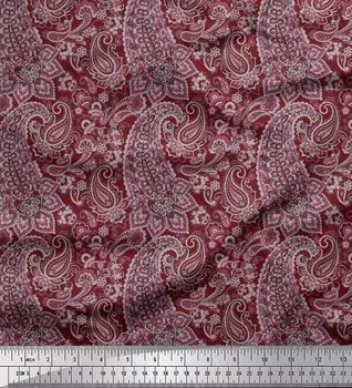 Soimoi Japan Crepe Satin Ткань Художественный декор Пейсли Ткань Печатный метр 42 дюйма 42 Inch Wide - Poly Crepe зелёный