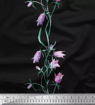 Soimoi Japan Crepe Satin Ткань с цветочным принтом листьев и тюльпанов 1 метр 42 дюйма 42 Inch Wide - Poly Crepe серый