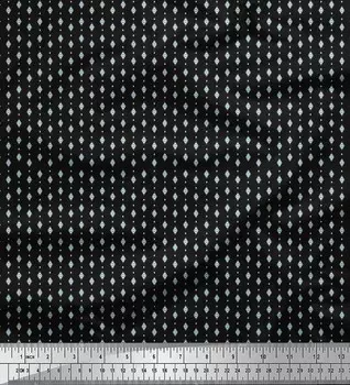 Soimoi Japan Crepe Satin Ткань с принтом Heart & Diamond Shirting Ткань на метр 42 дюйма 42 Inch Wide - Poly Crepe бежевый