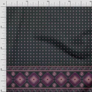 Soimoi Japan Креп-Атласная Ткань Ацтекская Панельная Печатная Ткань 1 метр 42 дюйма 42 Inch Wide - Poly Crepe синий