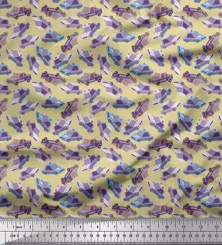 Soimoi Japan Креп Атласная Ткань Автомобильный Транспорт Ткань Принты По метру 42 дюйма 42 Inch Wide - Poly Crepe бежевый