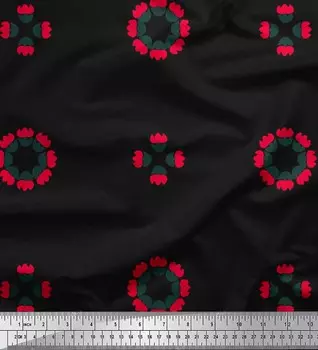 Soimoi Japan Креп-атласная ткань Художественная ткань с цветочным принтом 1 метр 42 дюйма 42 Inch Wide - Poly Crepe зелёный