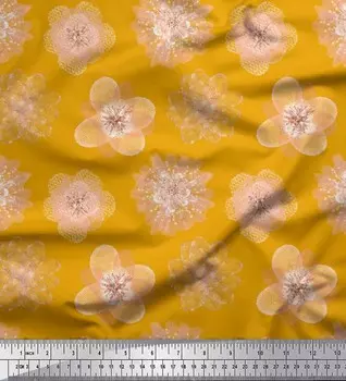 Soimoi Japan Креп-атласная ткань Художественная ткань с цветочным принтом 1 метр 42 дюйма 42 Inch Wide - Poly Crepe оранжевый