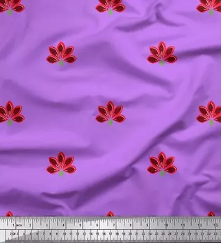 Soimoi Japan Креп-Атласная Ткань Художественные Цветочные Принты По Метрам 42 Дюйма 42 Inch Wide - Poly Crepe фиолетовый