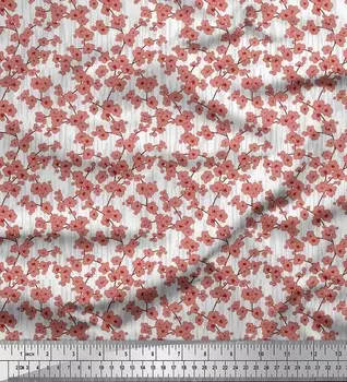 Soimoi Japan Креп-Атласная Ткань Художественный Цветочный Принт Ткань на метр 42 Дюйма 42 Inch Wide - Poly Crepe красный
