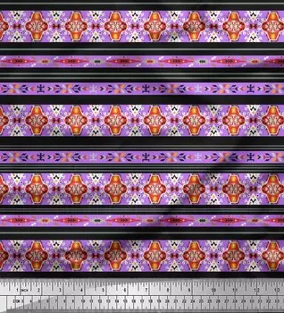 Soimoi Japan Креп-атласная ткань Икат Юго-западная ткань с принтом на метр 42 дюйма 42 Inch Wide - Poly Crepe синий