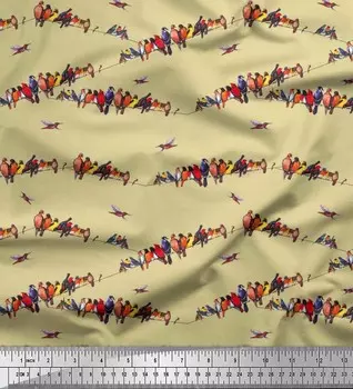 Soimoi Japan креп атласная ткань красочная ткань для декора птиц печатный метр 42 дюйма 42 Inch Wide - Poly Crepe фиолетовый