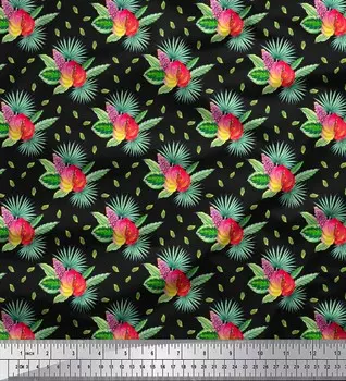 Soimoi Japan креп атласная ткань листья тропический принт швейная ткань метр 42 дюйма 42 Inch Wide - Poly Crepe оранжевый