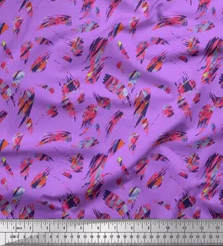 Soimoi Japan Креп-атласная ткань Мазок кисти с абстрактным принтом Ткань на метр 42 дюйма 42 Inch Wide - Poly Crepe красный