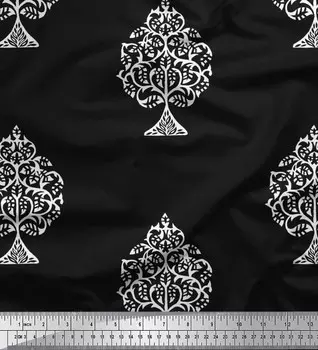 Soimoi Japan креп-атласная ткань с принтом в виде дерева, швейная ткань, метр 42 дюйма 42 Inch Wide - Poly Crepe чёрный