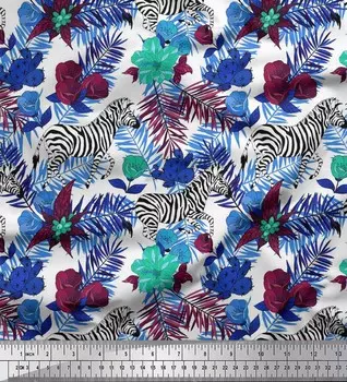 Soimoi Japan креп-атласная ткань с тропическими листьями и принтом зебры, ткань на метр 42 дюйма 42 Inch Wide - Poly Crepe коричневый
