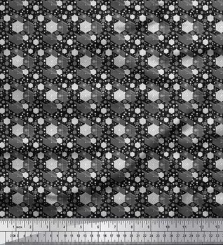 Soimoi Japan Креп-Атласная Ткань Шестиугольная Рубашечная Ткань с Принтом по метрам 42 Дюйма 42 Inch Wide - Poly Crepe коричневый