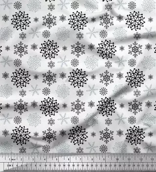 Soimoi Japan Креп-Атласная Ткань Снежинка Художественный Принт Ткань по метрам 42 дюйма 42 Inch Wide - Poly Crepe оранжевый