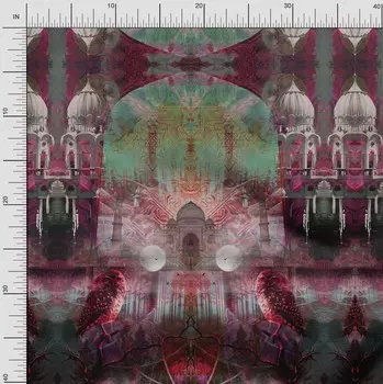 Soimoi Japan Креп-Атласная Ткань Таджмахал Ткань с панельным принтом по метрам 42 дюйма 42 Inch Wide - Poly Crepe жёлтый