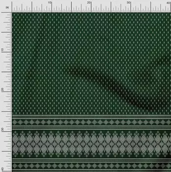 Soimoi Japan Креп-Атласная Ткань Ткань с геометрическим принтом на метр 42 дюйма 42 Inch Wide - Poly Crepe зелёный