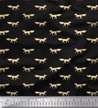 Soimoi Japan Креп-Атласная Ткань Ткань с принтом лисы и животных по метрам 42 дюйма 42 Inch Wide - Poly Crepe розовый