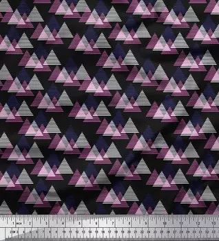 Soimoi Japan Креп-атласная ткань Треугольники Маленькие принты на ткани по метрам 42 дюйма 42 Inch Wide - Poly Crepe чёрный