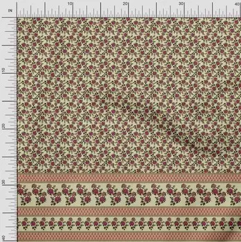 Soimoi Japan Креп-Атласная Ткань В Полоску | Листья и Цветочные Панели Для Декора Ткань Напечатанный Метр 42 Дюйма 42 Inch Wide - Poly Crepe оранжевый