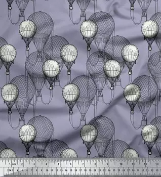 Soimoi Japan Креп-Атласная Ткань Воздушный шар Праздничный принт Ткань по метрам 42 дюйма 42 Inch Wide - Poly Crepe серый