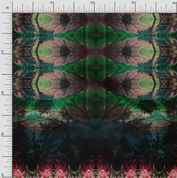 Soimoi Japan Креп-сатин Ткань Художественные волны Панельный принт Ткань по метрам 42 дюйма 42 Inch Wide - Poly Crepe зелёный