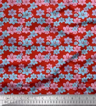 Soimoi Japan Креп-сатин Ткань Художественный цветочный принт Ткань по метрам 42 дюйма 42 Inch Wide - Poly Crepe зелёный